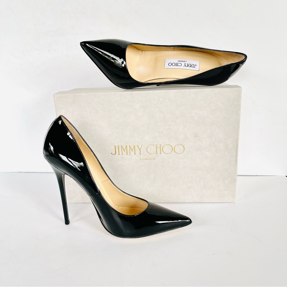 Jimmy Choo black patent leather Anouk heels 37.5 - Picture 2 of 16